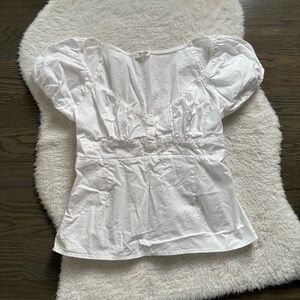 BRANDY MELVILLE JOHN GALT cotton white puff sleeve blouse top